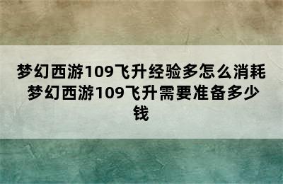 梦幻西游109飞升经验多怎么消耗 梦幻西游109飞升需要准备多少钱